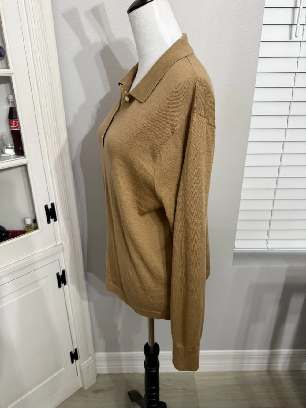 J. Crew Merino Blend Polo Sweater in Camel Brown